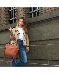 Plevier Millau lederen damestas 15,6" cognac