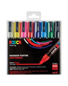 Posca marker medium 2.5 mm set van 8 basiskleuren